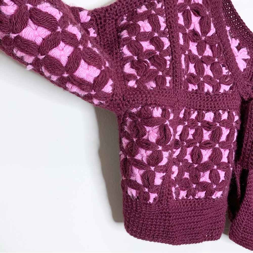 PROCHE Studios Bastidor Baby Alpaca Crochet Cardigan (Sz S/M) Reversible Cropped - Picture 8 of 16